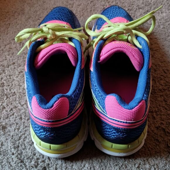 Asics Gel Excite 2 Running Women's Sneakers Blue Pink Yellow Size 8 PRE-OWNED - Picture 4 of 6
